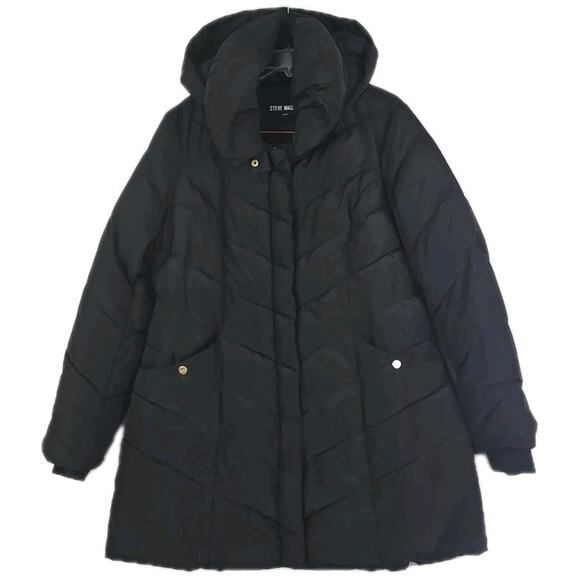 Steve Madden ~Woman XL/TG~ Black Detachable Hood Puffer Parka Zip-Up Coat. - Picture 14 of 16